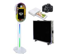 Miroir portable de 39,6 cm avec lumière RVB, coque miroir magique, support pour selfie, appareil photo et mini imprimante, blanc