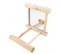 Miroir pour Oiseau avec perchoir Jouet Miroir pour Perroquet Jouet balançoire en Bois pour Cage à Oiseaux avec perchoir pour Perruche