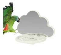 Miroir pour oiseaux avec perchoir, perchoir pour oiseaux, perchoir pour perroquet, calopsitte, perchoir avec tasse d'alimentation pour perruches, calopsittes, conures, inséparables