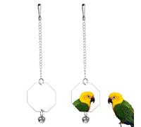 Miroir pour Oiseaux de Compagnie,2 Pièces Jouet Suspendu pour Perruche avec Cloche Calopsitte,Conure,Inséparables,Pinson,Canari,Perruche