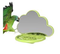 Miroir pour perruches - 14 cm avec gamelle - Jouet avec support miroir - Accessoire de cage à oiseaux pour perruches, perruches, tortues, observations et jeux d'imitation