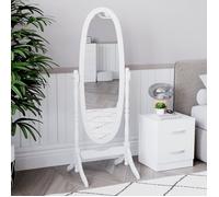 Miroir psyché ovale Nishano - Miroir sur pied autoportant pleine longueur pour coiffeuse, Blanc