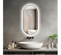 Miroir rectangle arrondi LED 60×120 cm - lumière réglable 2700-6000 K anti-buée & cadre aluminium noir