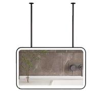 Miroir Rectangulaire À Fixer Au Plafond, Miroir De Salle De Bain Suspendu avec Éclairage LED, Miroirs Décoratif Éclairé par LED, 3 Températures De Couleur, pour Le Maquillage(Black,90x60CM)