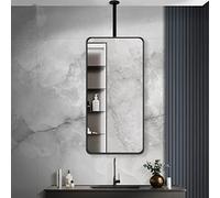 Miroir rectangulaire à suspendre avec cadre en métal noir - Miroir décoratif pour placard, salle de bain, maquillage, salon, chambre à coucher, entrée - Décoration murale élégante