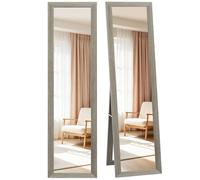 Miroir rectangulaire HOMCOM sur pied mural ou à poser avec cadre en bois pour salon chambre à coucher 37 x 157 cm gris