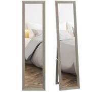 HOMCOM Miroir rectangulaire sur Pied Mural ou à Poser avec Cadre en Bois pour Salon Chambre à Coucher 37 x 157 cm Gris