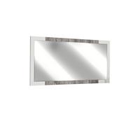 Miroir Rectangulaire Laqué Blanc et Effet Bois Taupe - DENYS -