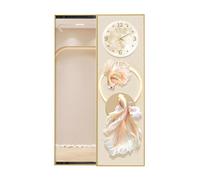 Miroir rectangulaire pleine longueur avec art mural décoratif Koi et horloge silencieuse, miroir de dressing invisible pour salon, chambre à coucher, entrée décoration d'intérieur