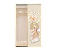 Miroir rectangulaire pleine longueur avec art mural décoratif Koi et horloge silencieuse, miroir de dressing invisible pour salon, chambre à coucher, entrée décoration d'intérieur