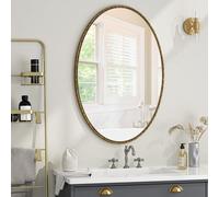 Miroir rétro ovale avec cadre en fer, mural pour salle de bain, salon, 65x3x100 cm, Or