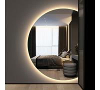 Miroir rétroéclairé à DEL anti-buée à intensité variable - Grand design demi-lune 88,9 x 61 cm et 109,2 x 71,1 cm, éclairage 3 couleurs pour salle de bain, entrée, salon (coupe droite, 130 x 90 cm)