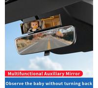 Miroir rétroviseur pour bébé en voiture, miroir d'observation pour enfant réglable, miroir convexe auxiliaire pour angle mort lors de la marche arrière, convient à toutes les voitures 15,5 cm x 3,5 cm