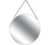 AltoBuy Miroir Rond avec Anse en Jonc Contour Blanc Ø50 cm