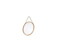 Miroir rond avec anse rt cadre en bambou - Beige - D 38 cm - Cirila