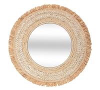 Miroir rond Celia 68 cm, cadre en raphia, miroir naturel 36,2 cm