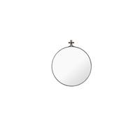 Miroir Rond Dowel Petit Format de , Acier/ Noyer