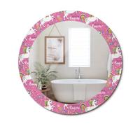 Miroir Rond élégant avec Cadre en Verre imprimé | Déco Murale Originale pour Salon ou Chambre | Raffiné et Moderne fi70 - Licorne Magique