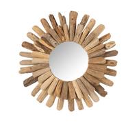 Miroir rond en bois flotté 52x52 Naturel