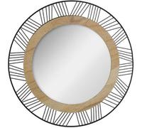 Miroir Rond en Métal & Bois ""Joe"" 45cm Noir