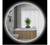 Miroir rond - kleankin - lumineux LED mural salle de bain tactile antibuée réglable 35 W - verre - blanc argent