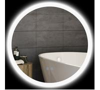 Miroir rond lumineux LED de salle de bain Ø 60 cm mural avec éclairage 3 couleurs interrupteur tactile système antibuée 29 W gris