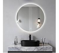 Miroir Rond LED pour Salle de Bain - Éclairage Intégré Anti-buée et Contrôle Tactile - 80x80 cm