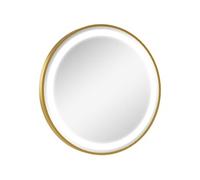 Miroir rond LED tactile salle de bain dia. 60 cm - 3 couleurs température, affichage heure - alu doré Doré G