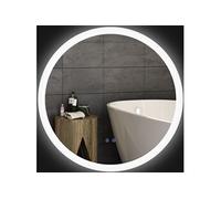 Miroir rond lumineux LED de salle de bain Ø 70 cm mural avec éclairage 3 couleurs interrupteur tactile système antibuée 35W blanc argent