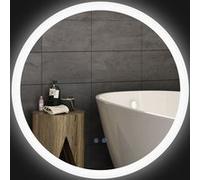 kleankin Miroir rond salle de bain Ø70 cm LED 35W mural anti-buée 3 couleurs dimmable Blanc/Argent