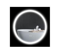 Miroir rond lumineux LED de salle de bain Ø 80 cm mural avec éclairage 3 couleurs interrupteur tactile système antibuée 46W blanc argent
