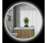 kleankin Miroir rond LED 70cm - mural - tactile antibuée luminosité réglable 35W Blanc/Argent
