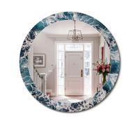 Miroir Rond Moderne avec Cadre Graphique | pour Salle de Bain, Salon ou Chambre | Design Tendance et décoratif fi80 - Mer agitée
