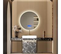 Miroir Rond Salle de Bain avec Eclairage 60cm, Miroir Connecté Salle de Bain, Anti-Buée, 3 Couleurs Lumière, 3000K-4000K-6000K, Dimmable, Interrupteur Tactile (Rond, 60cm)