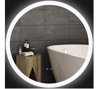 kleankin Miroir rond salle de bain Ø70 cm LED 35W mural anti-buée 3 couleurs dimmable Blanc/Argent