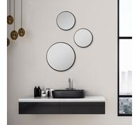 Miroir rond Talos Picasso noir Ø 25 cm - avec cadre en aluminium de haute qualité pour une ambiance stylée - miroir de salle de bain rond parfait qui allie élégance et fonctionnalité