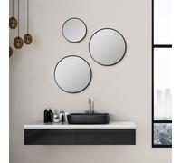 Miroir rond Talos Picasso noir Ø 40 cm - avec cadre en aluminium de haute qualité pour une ambiance stylée - miroir de salle de bain rond parfait qui allie élégance et fonctionnalité