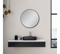 Miroir rond Talos Picasso noir Ø 60 cm - avec cadre aluminium de qualité pour une ambiance stylée - Miroir de salle de bain rond parfait qui allie élégance et fonctionnalité