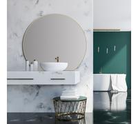 Miroir rond TALOS Picasso or Ø 100 cm - avec cadre en aluminium de haute qualité pour une ambiance élégante - miroir de salle de bain parfait rond