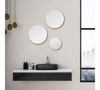 Miroir rond Talos Picasso or Ø 40 cm - avec cadre en aluminium de haute qualité pour une ambiance stylée - miroir de salle de bain rond parfait qui allie élégance et fonctionnalité