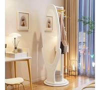 Miroir rotatif multifonction en bois massif avec porte-manteau - Miroir élégant pour salon et chambre à coucher Design peu encombrant Décoration d'intérieur indispensable