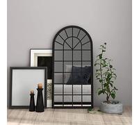 Miroir sable en fer 90 x 45 cm, multi-usages, cadre robuste, design facile à monter, convient pour une utilisation en intérieur avec du fer, matériau en verre, assemblage requis non nécessaire (noir)
