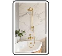 Miroir mural LED tactile réglable 44W fonction antibuée dim. 60 x 90 cm aluminium noir