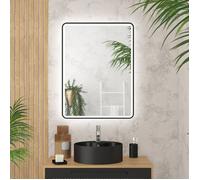AURLANE Miroir Salle de Bain avec eclairage LED et Contour Noir - 60x80cm - GO Black LED
