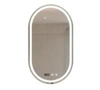 Miroir Salle de Bain avec LED. Miroir Mural Ovale avec Anti-Buée, 3 Couleurs Réglables et Dimmable, avec Horloge et Température. Idéal pour la Salle de Bain ou Coiffeuse (Vertical - 60x90cm)
