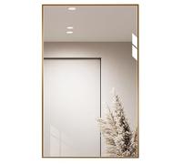 Miroir Salle de Bain Carreaux de Miroir Rectangulaire en Métal pour Salle de Bain Salon Chambre Couloir Maquillage(Gold,60x80 cm/23.6x31.5 in)