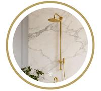 Miroir salle de bain - HOMCOM - éclairage LED - 3 températures de couleur - interrupteur tactile - mural rond - verre - Ø40cm - doré