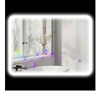 Miroir salle de bain - HOMCOM - LED - bluetooth - 50 x 70 cm - lumière réglable 3 couleurs, anti-buée, mémoire - argent