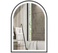 Miroir salle de bain LED design arche 50 x 70 cm anti-buée dimmable tactile réglable verre trempé alu noir