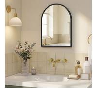 Miroir Salle de Bain, Miroir Mural Arqué, 40 x 30 cm, avec Film de Sécurité, Noir